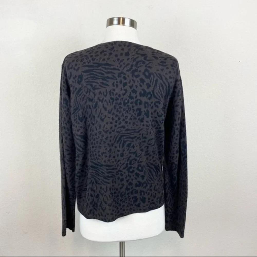 Nina Leonard Jungle Print Cardigan Sweater